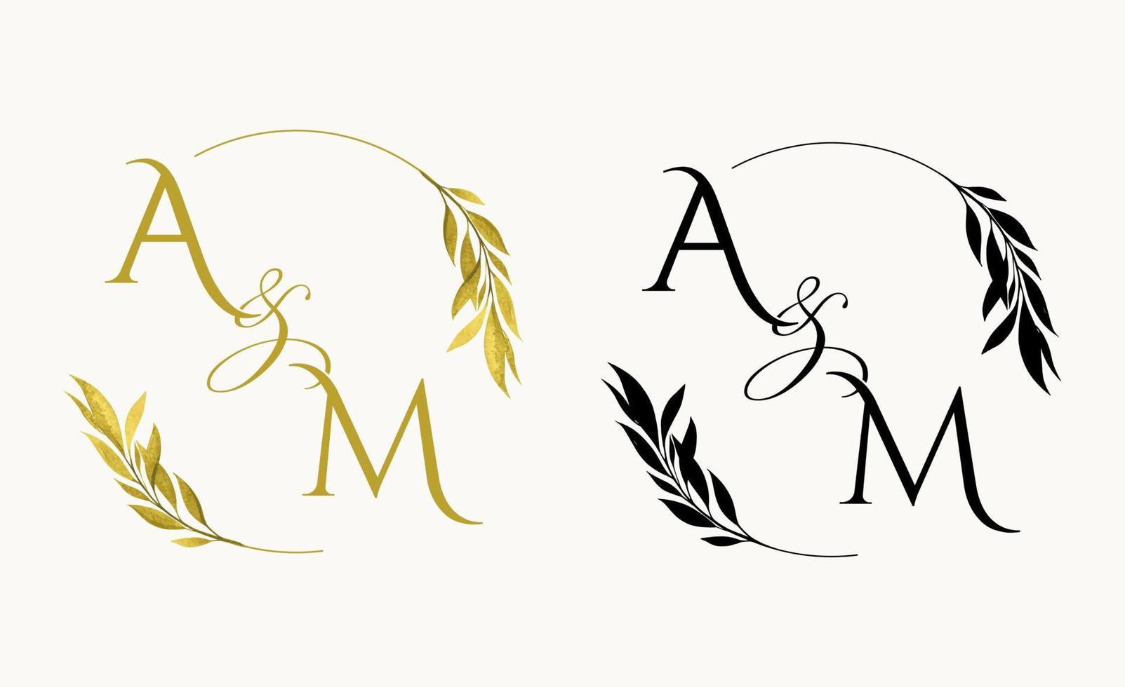 suis le logo monogramme floral de mariage initial. vecteur