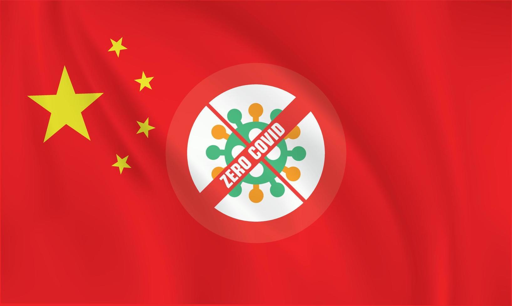 concept de politique zéro covid de la chine sur fond de drapeau de la chine. illustration vectorielle. illustration vectorielle de dessin au trait continu. vecteur