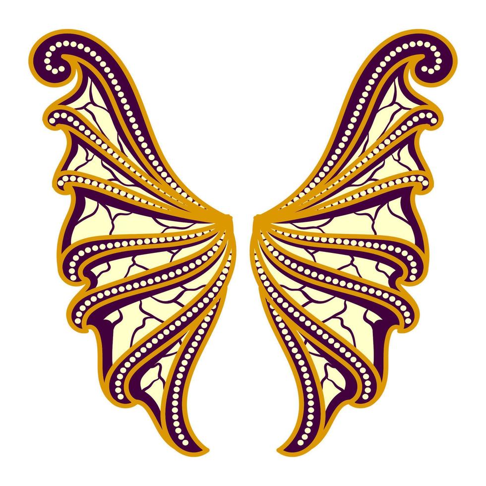 culture javanaise d'illustration d'ornement floral. forme d'ailes. couleur d'harmonie chocolat, violet et crème. isolé sur fond blanc. vecteur eps 10