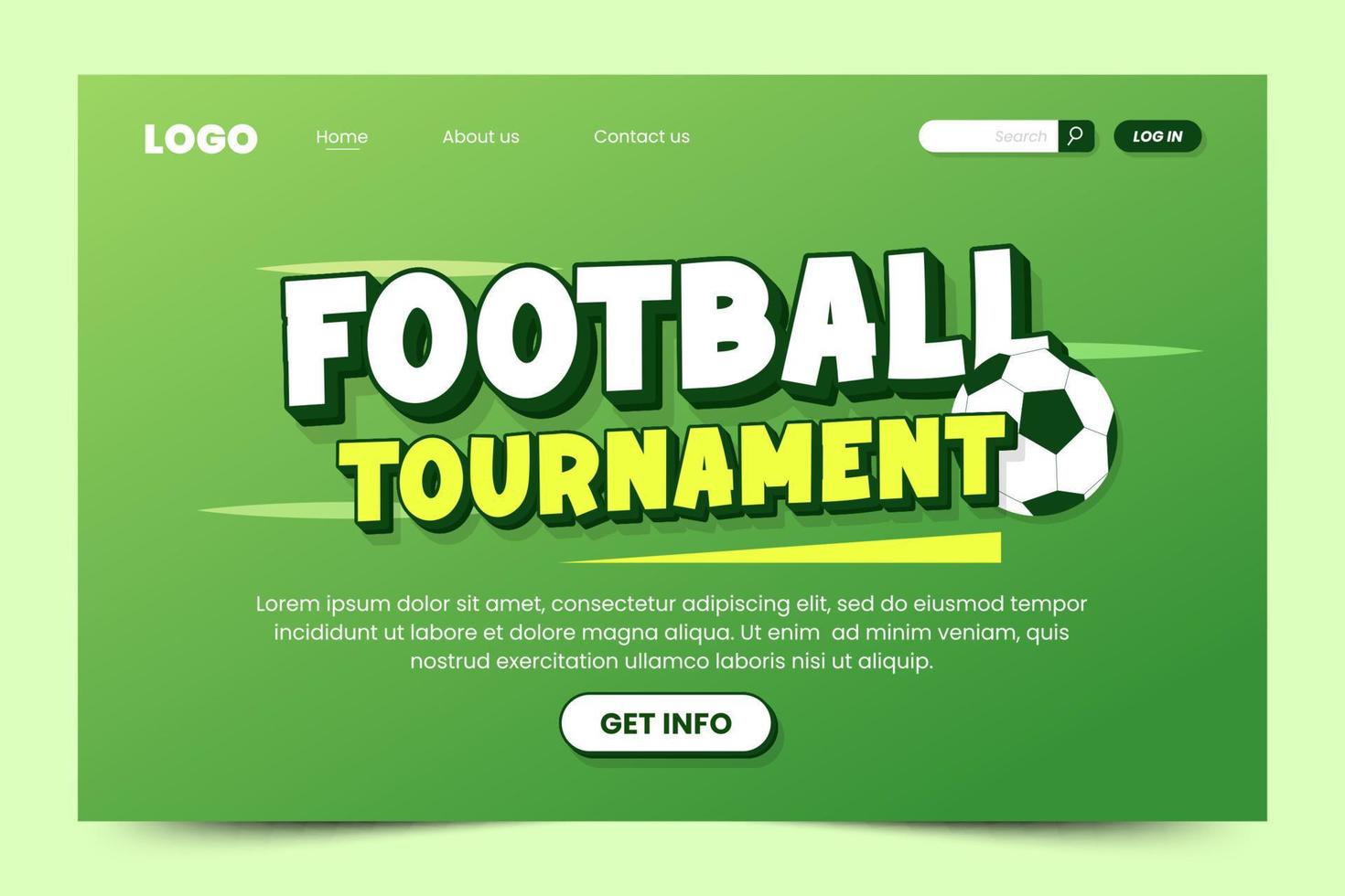 modèle de conception de page de destination d'événement sportif de tournoi de football design simple et élégant vecteur