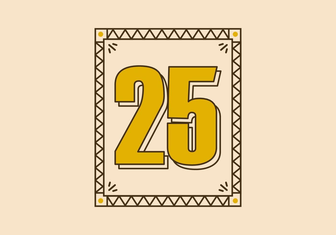 cadre rectangle vintage avec le numéro 25 dessus vecteur