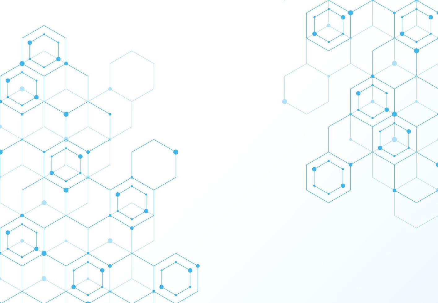 structures moléculaires hexagonales abstraites dans le fond de la technologie et le style scientifique. conception médicale. illustration vectorielle vecteur