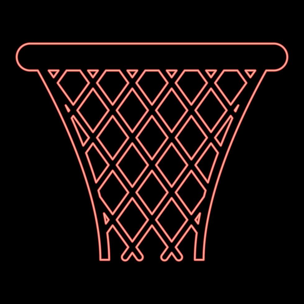 panier de basket-ball néon streetball panier net icône couleur rouge illustration vectorielle image style plat vecteur