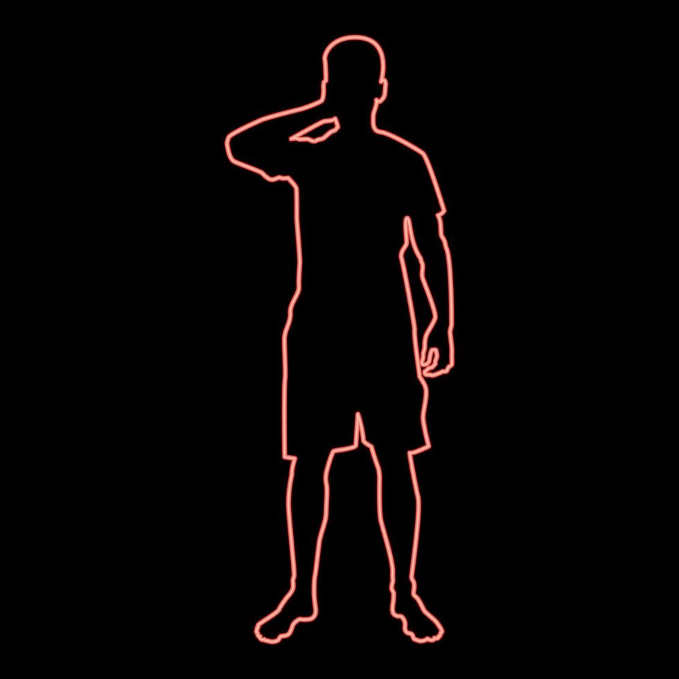 homme néon fermant les yeux ses mains silhouette vue de face icône couleur rouge illustration vectorielle image style plat vecteur