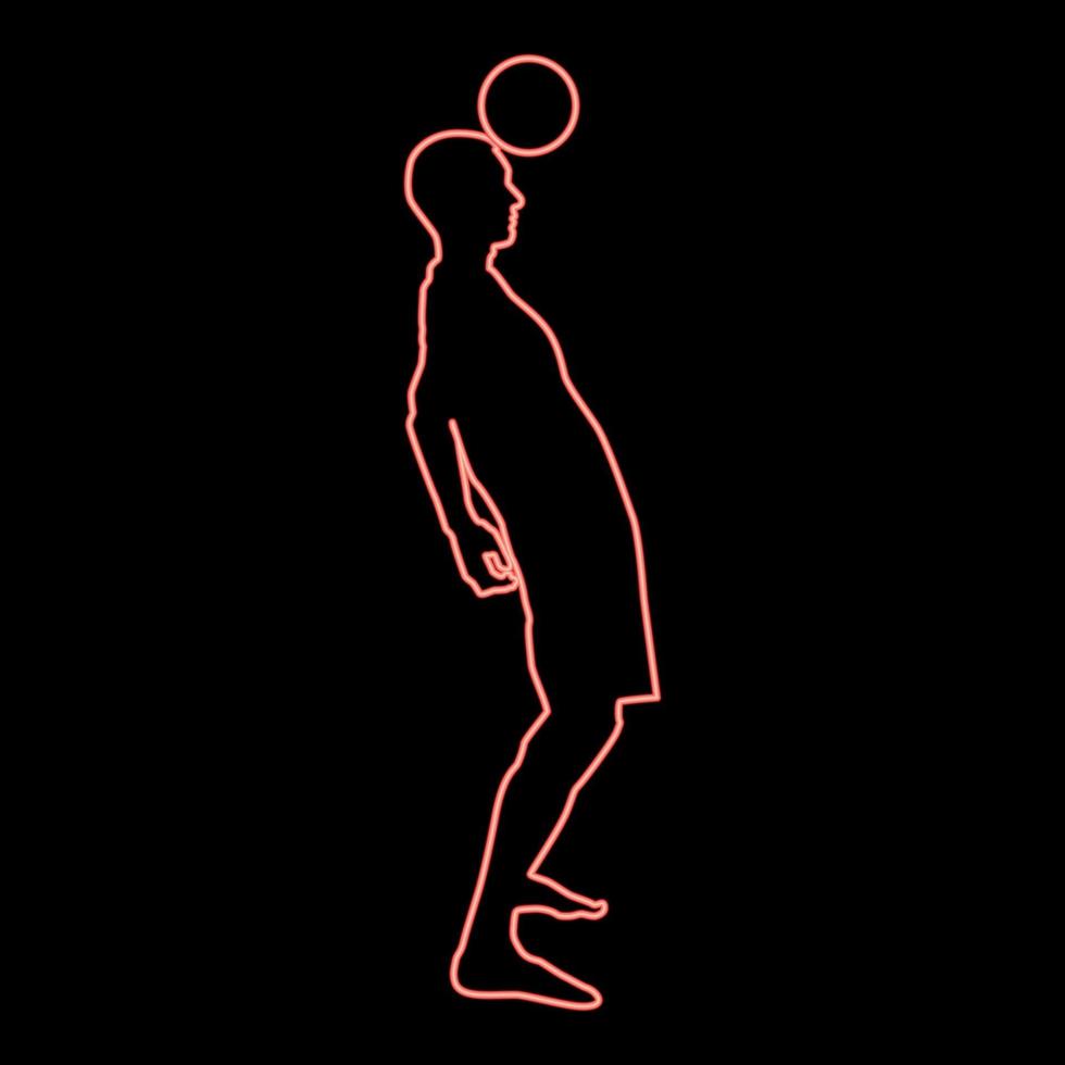 joueur de football néon frapper la balle tête silhouette coup de tête icône couleur rouge illustration vectorielle image style plat vecteur