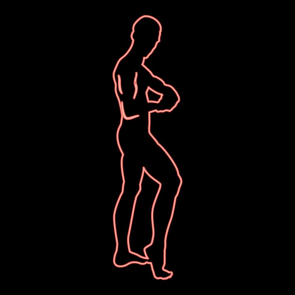 néon posant bodybuilder silhouette musculation concept icône couleur rouge illustration vectorielle image style plat vecteur