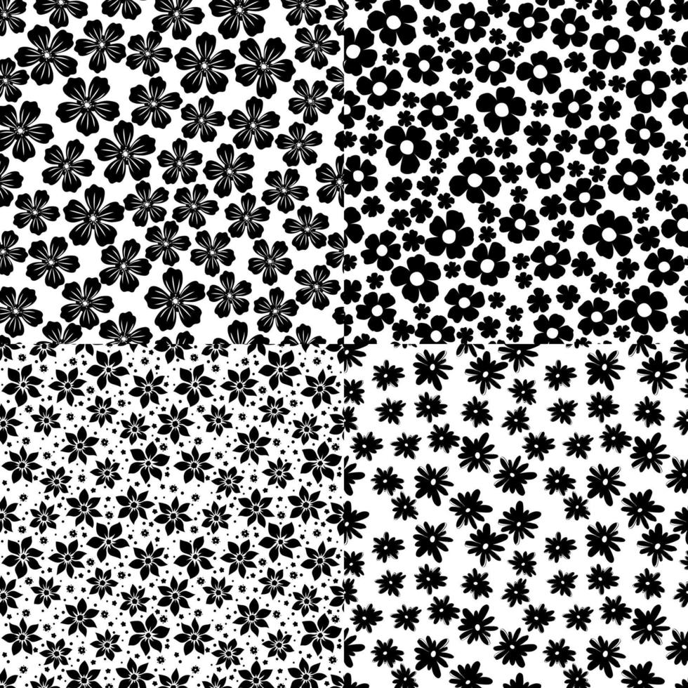 définir un motif abstrait sans couture avec des fleurs noires. vecteur