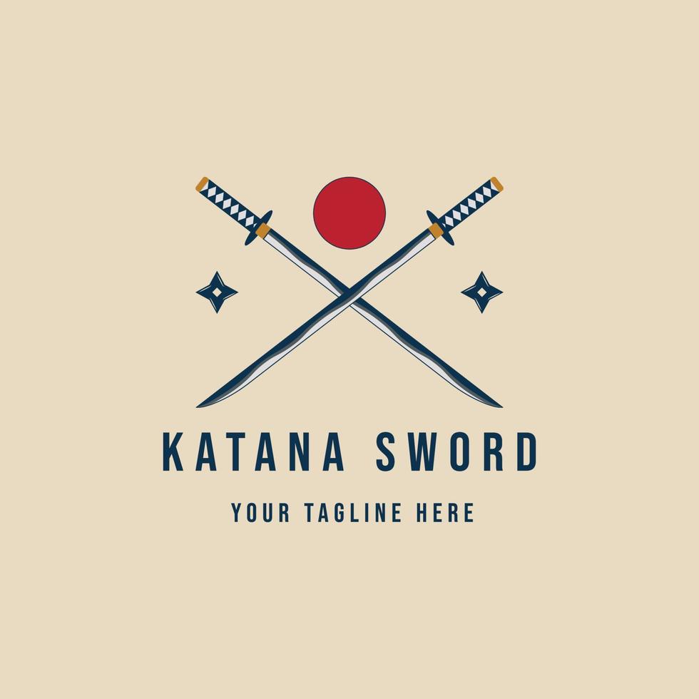Épée katana logo vintage japonais conception d'illustration vectorielle vecteur
