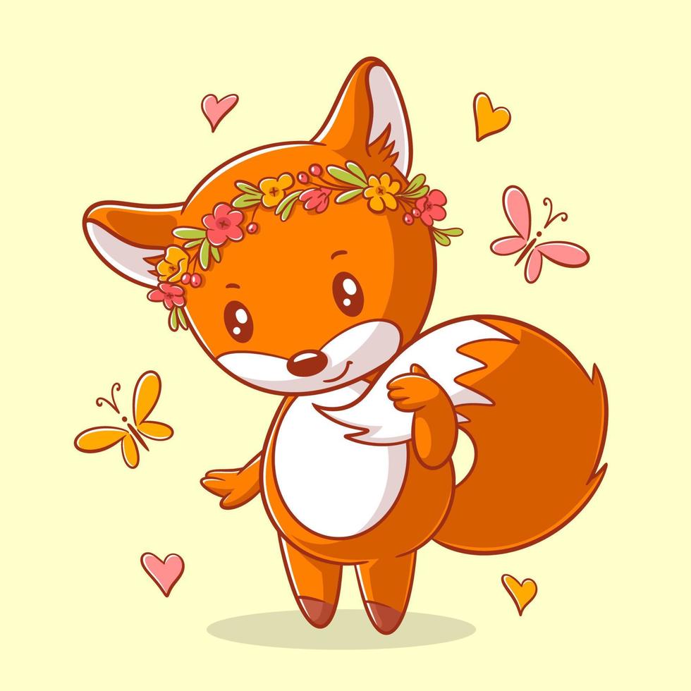 renard mignon pose en souriant vecteur