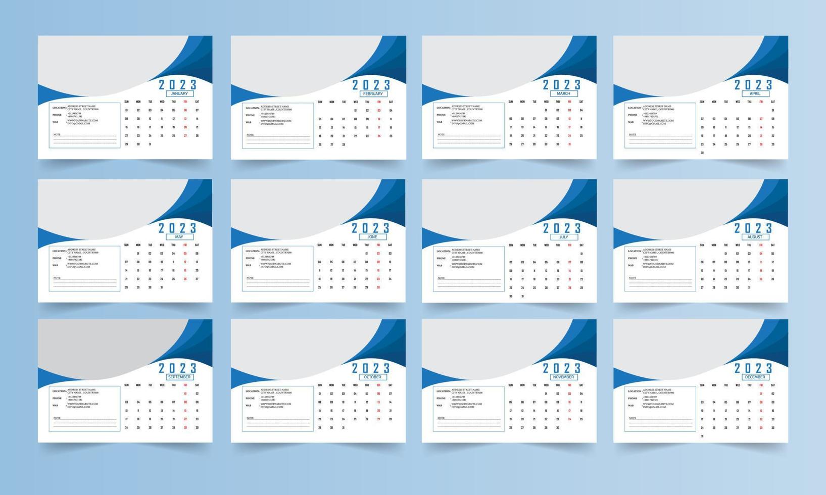 modèle de calendrier propre du nouvel an 2023 vecteur