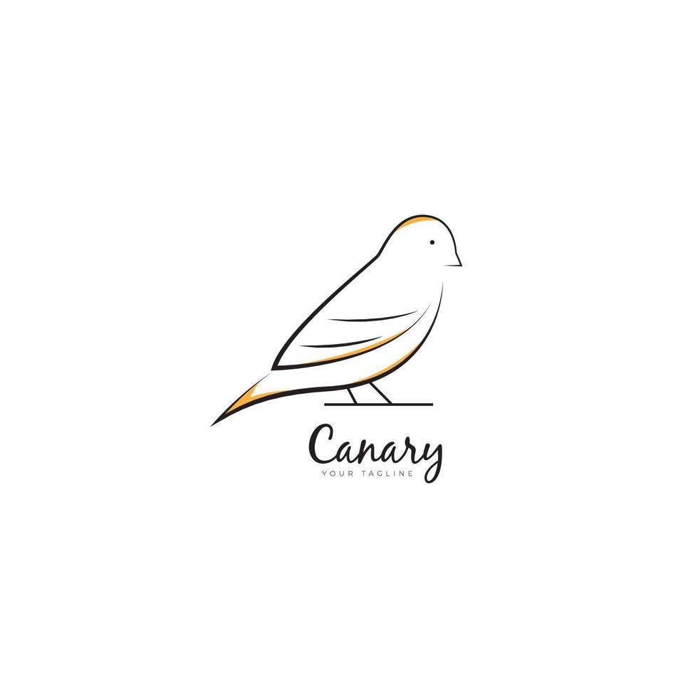 oiseau canari avec illustration d'icône vectorielle de conception de logo d'art en ligne vecteur