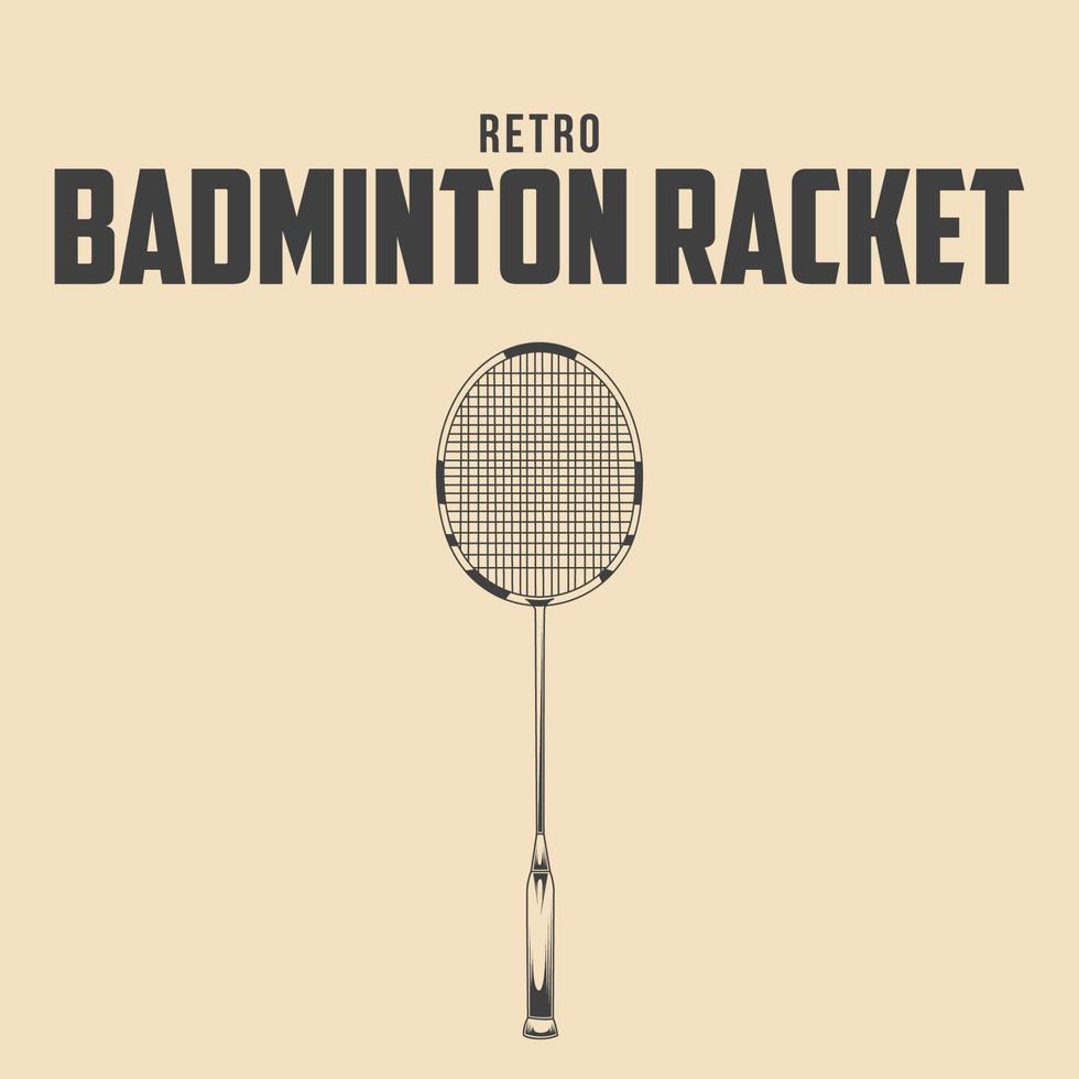 illustration vectorielle de raquette de badminton rétro vecteur