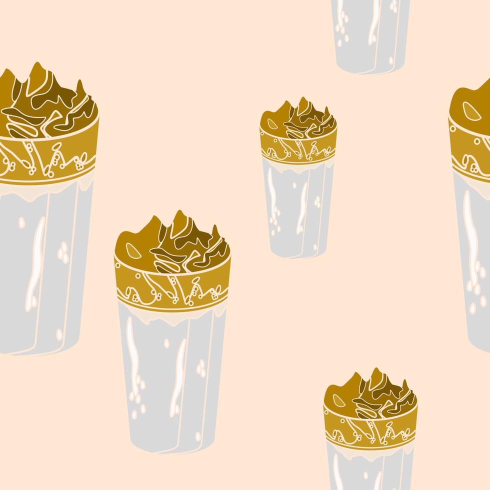 vue de dessus modifiable illustration vectorielle de café dalgona coréen glacé dans une longue tasse en verre comme modèle sans couture pour créer un arrière-plan de conception liée au café et aux boissons vecteur