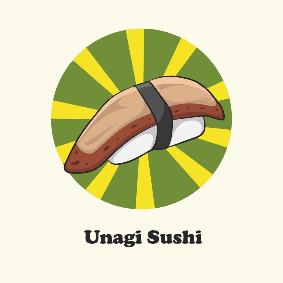 nourriture asiatique. vecteur de sushi unagi. cuisine japonaise, cuisine traditionnelle. sushis à l'anguille