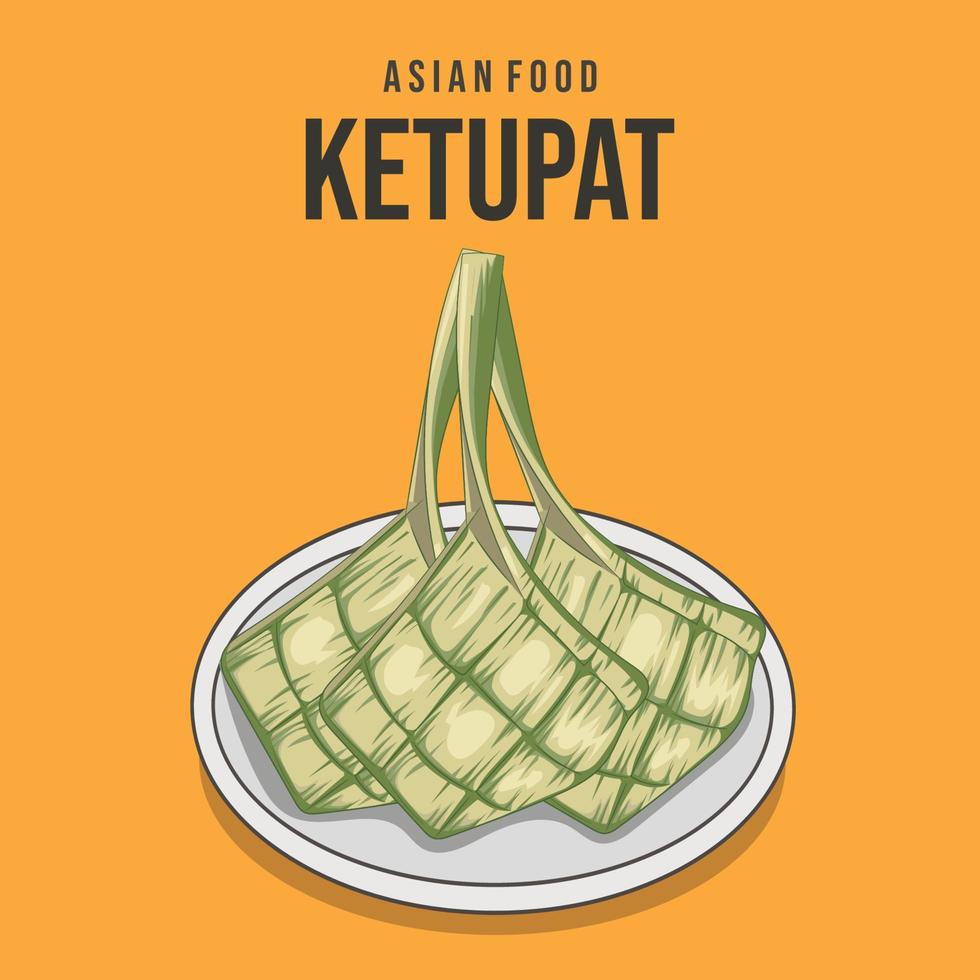 ensemble de ketupat. un aliment traditionnel dans la célébration de la journée islamique vecteur