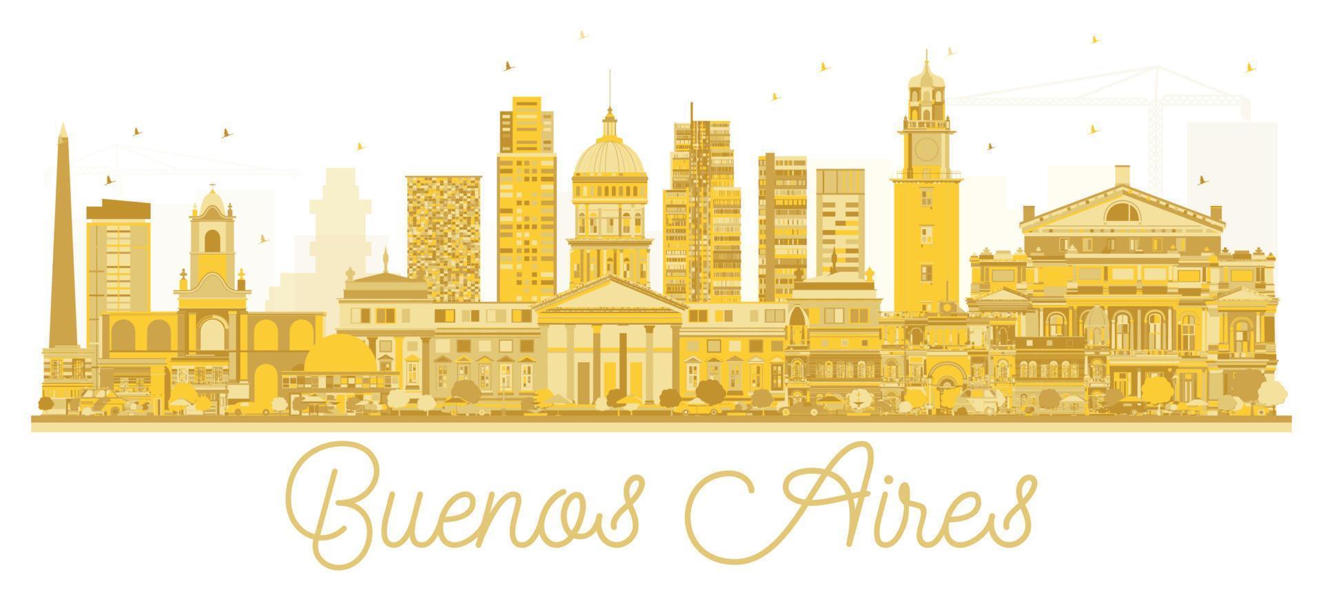buenos aires argentine skyline silhouette dorée. vecteur