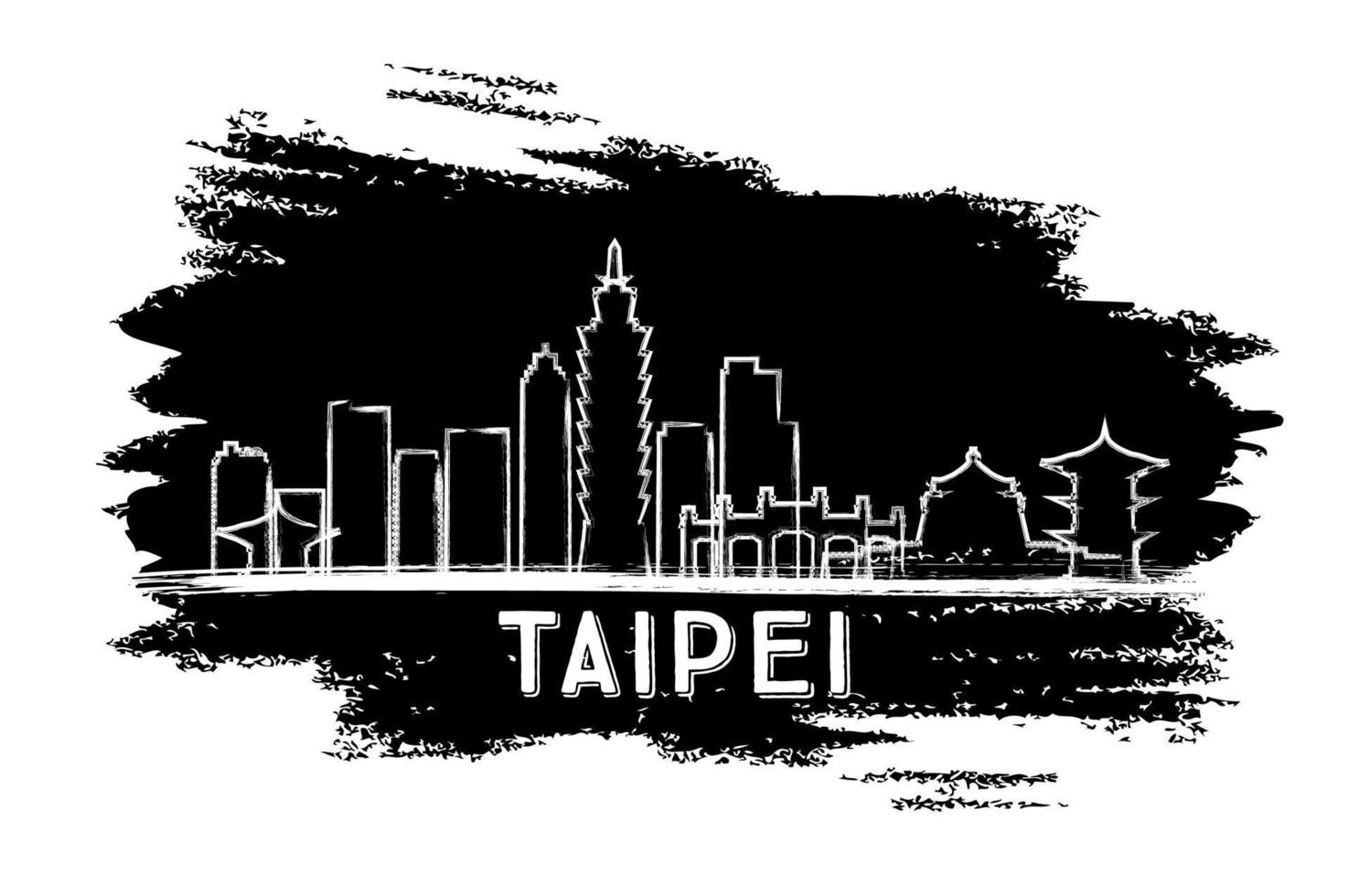 silhouette d'horizon de taipei. croquis dessiné à la main. vecteur