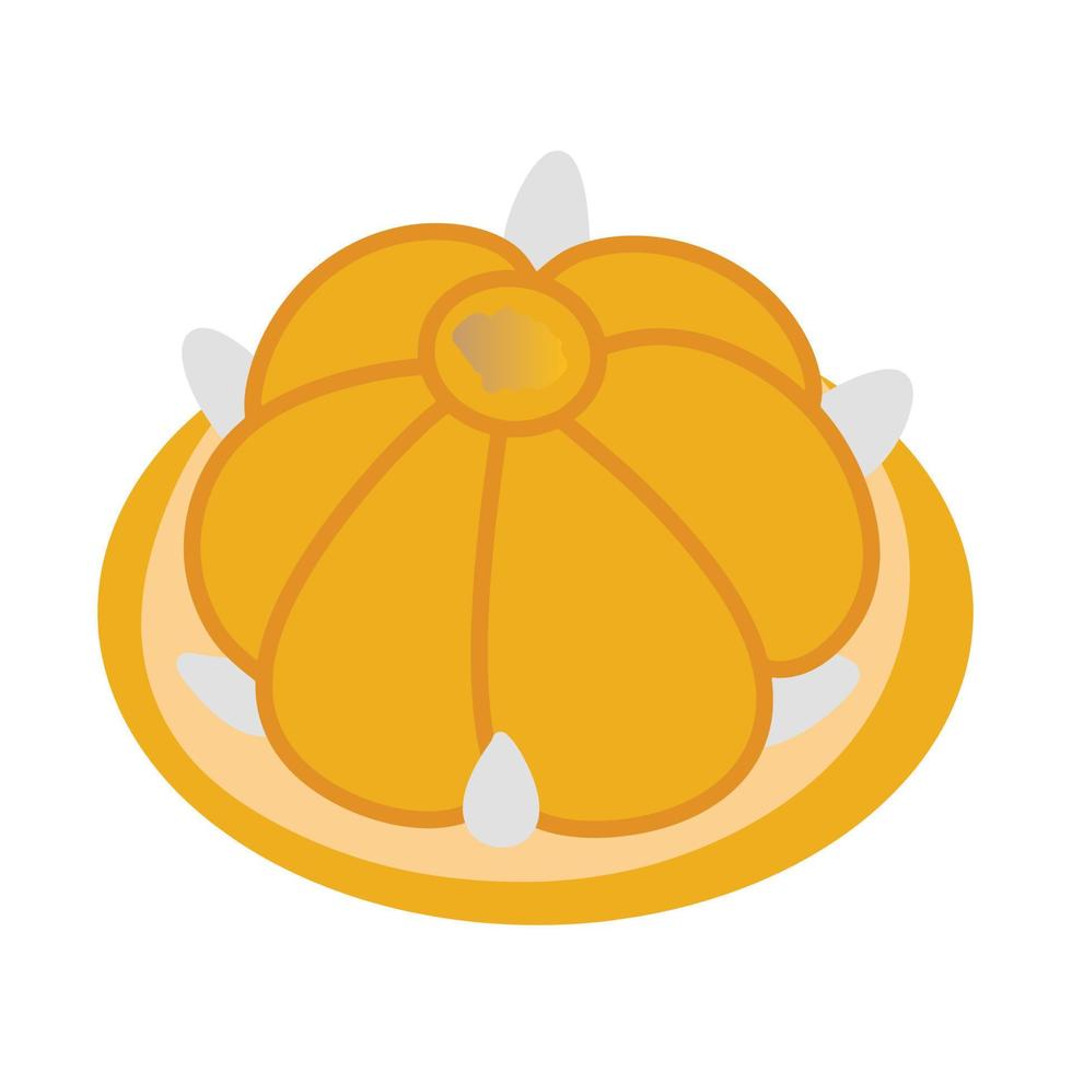 dara thong ou thong ek - cuisine thaïlandaise traditionnelle. gâteau couronne d'or. dessert de boule de pâte à l'orange de thaïlande. nourriture asiatique. illustration vectorielle de doodle dessinés à la main vecteur