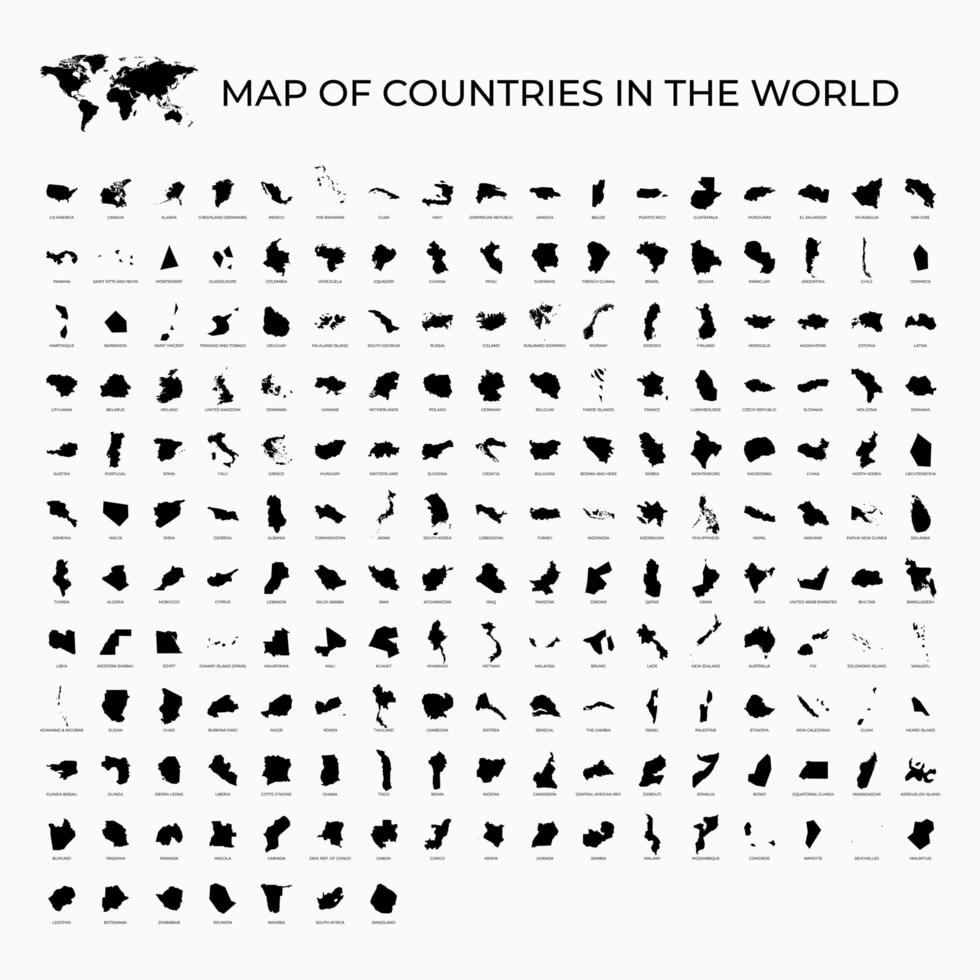 carte de version remplie de tous les pays du monde vecteur