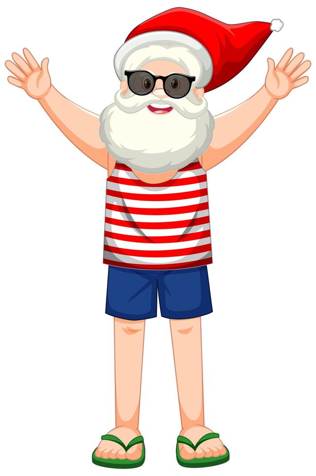 personnage de dessin animé de père noël dans le thème de l'été de la plage vecteur