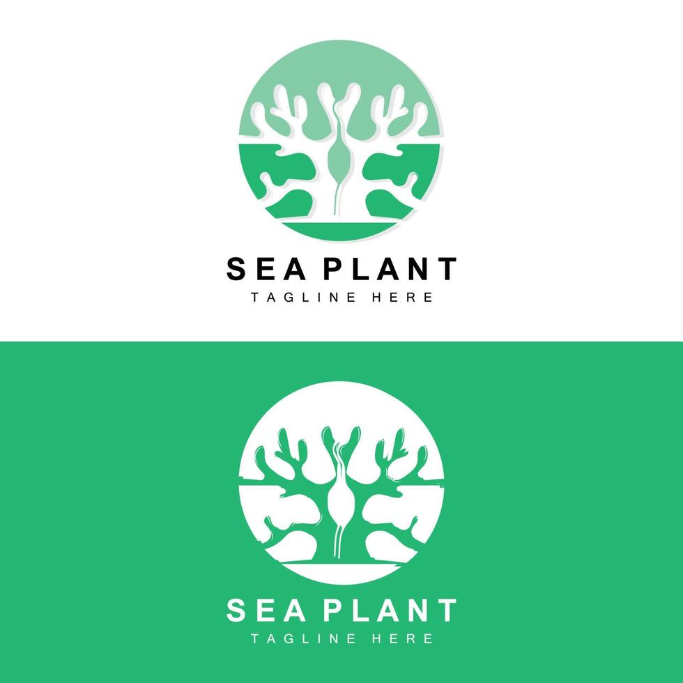 logo d'algues, conception vectorielle de plantes marines, épicerie et protection de la nature vecteur