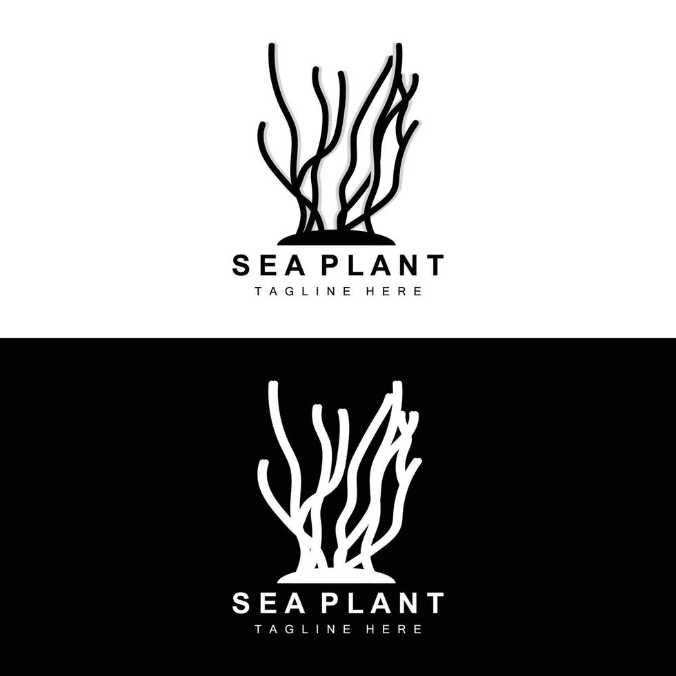 logo d'algues, conception vectorielle de plantes marines, épicerie et protection de la nature vecteur