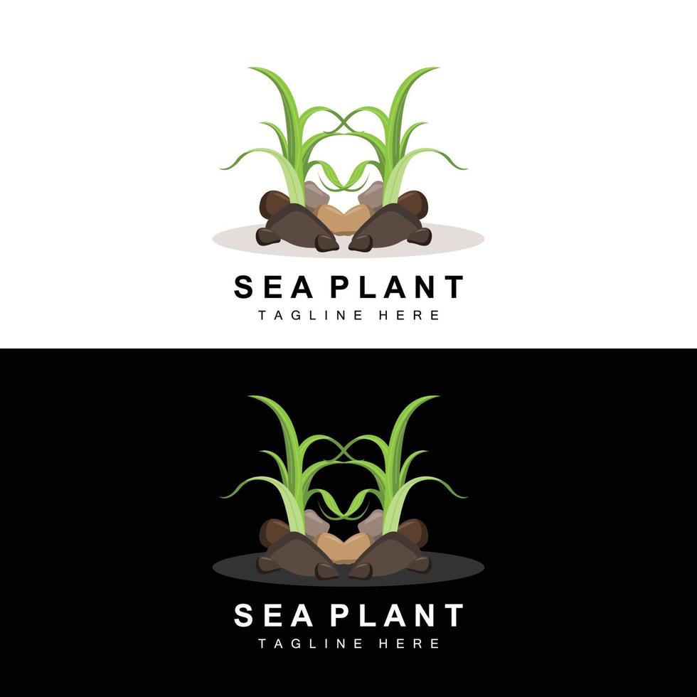 logo d'algues, conception vectorielle de plantes marines, épicerie et protection de la nature vecteur