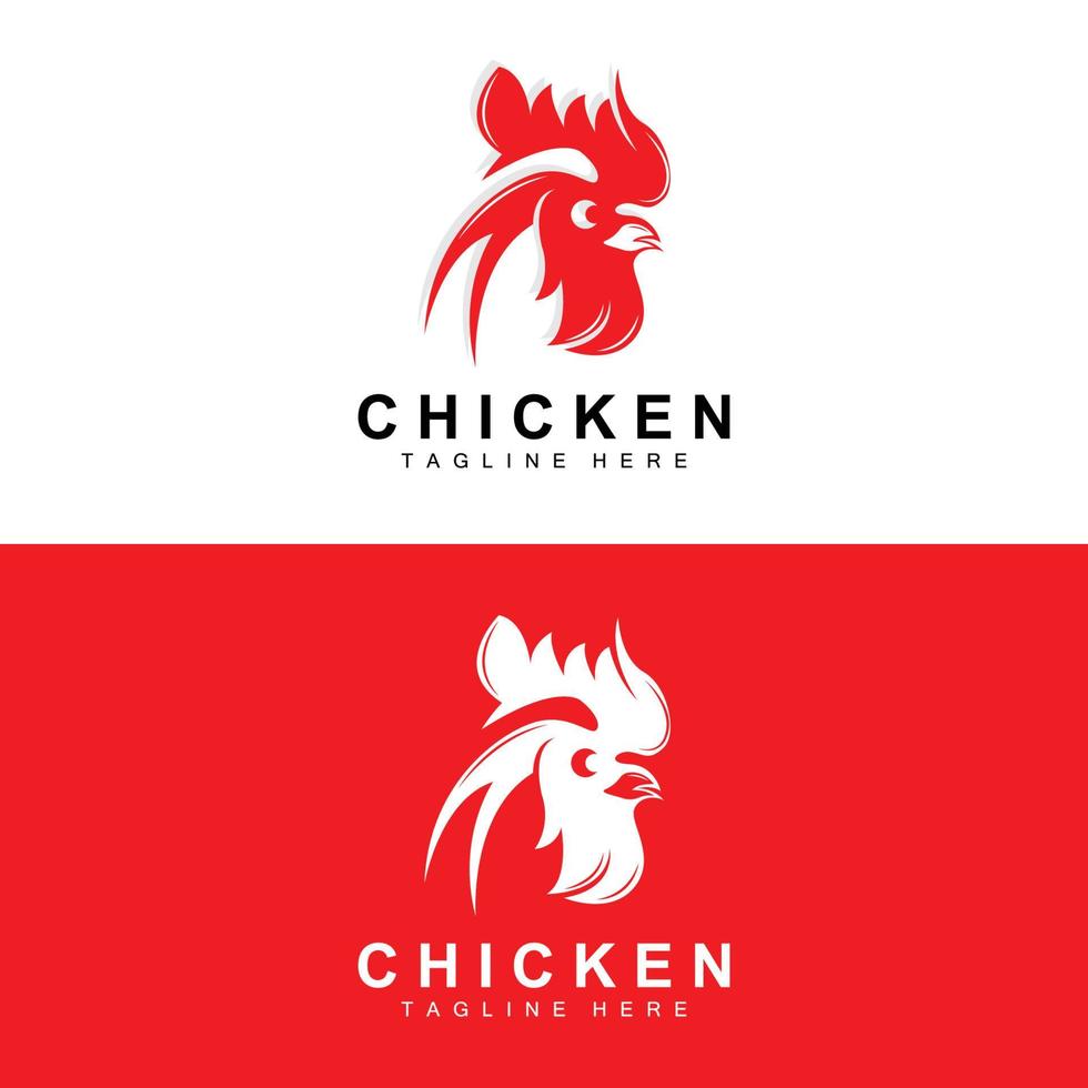 création de logo de barbecue de poulet grillé, vecteur de tête de poulet, marque de l'entreprise