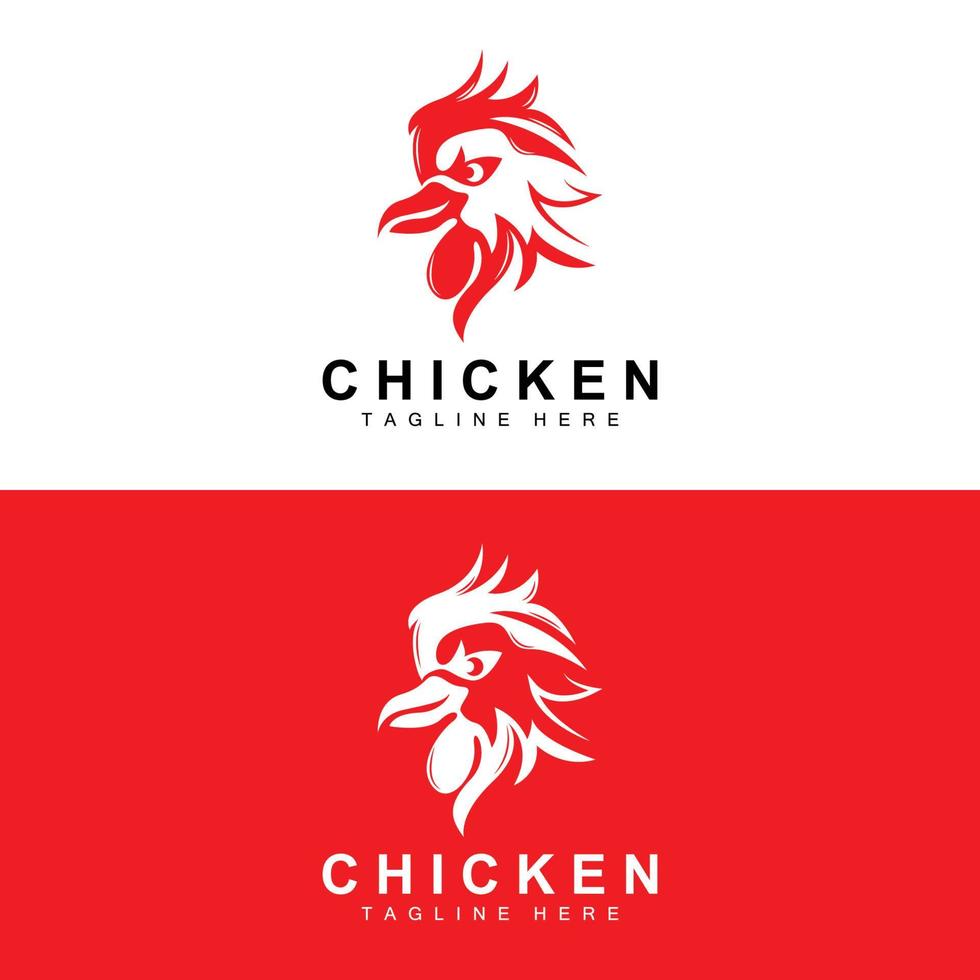 création de logo de barbecue de poulet grillé, vecteur de tête de poulet, marque de l'entreprise