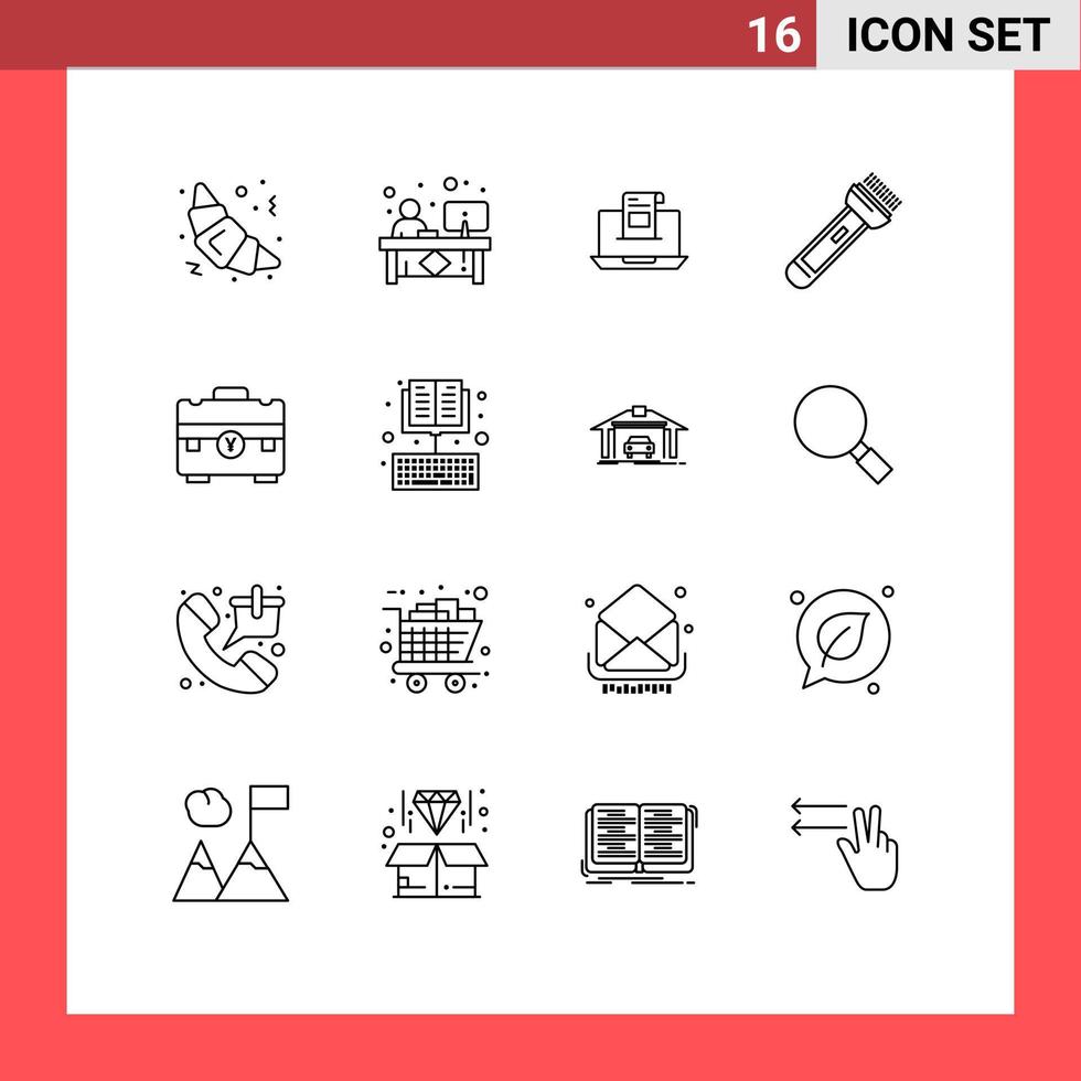 16 icônes créatives signes et symboles modernes de message lumineux e-mail enveloppe éléments de conception vectoriels modifiables vecteur