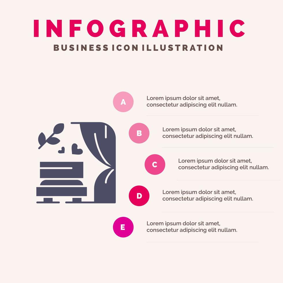 arc amour mariage arc de mariage solide icône infographie 5 étapes présentation fond vecteur