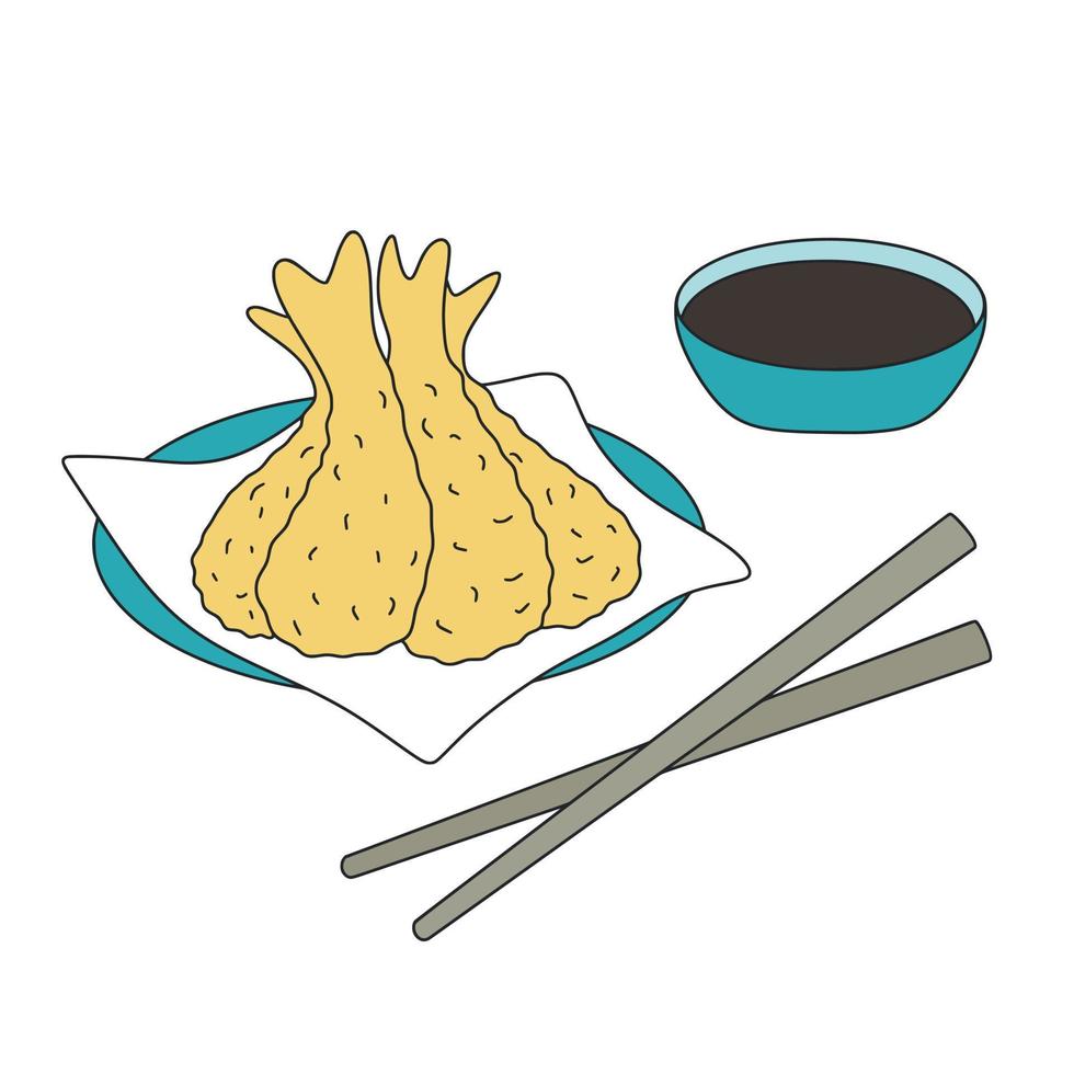 clipart tempura. cuisine asiatique traditionnelle vecteur