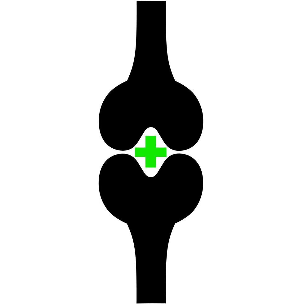 icône d'os de genou avec symbole de santé vert sur fond blanc. le concept de maintien de la santé des tibias des pieds. illustration vectorielle vecteur