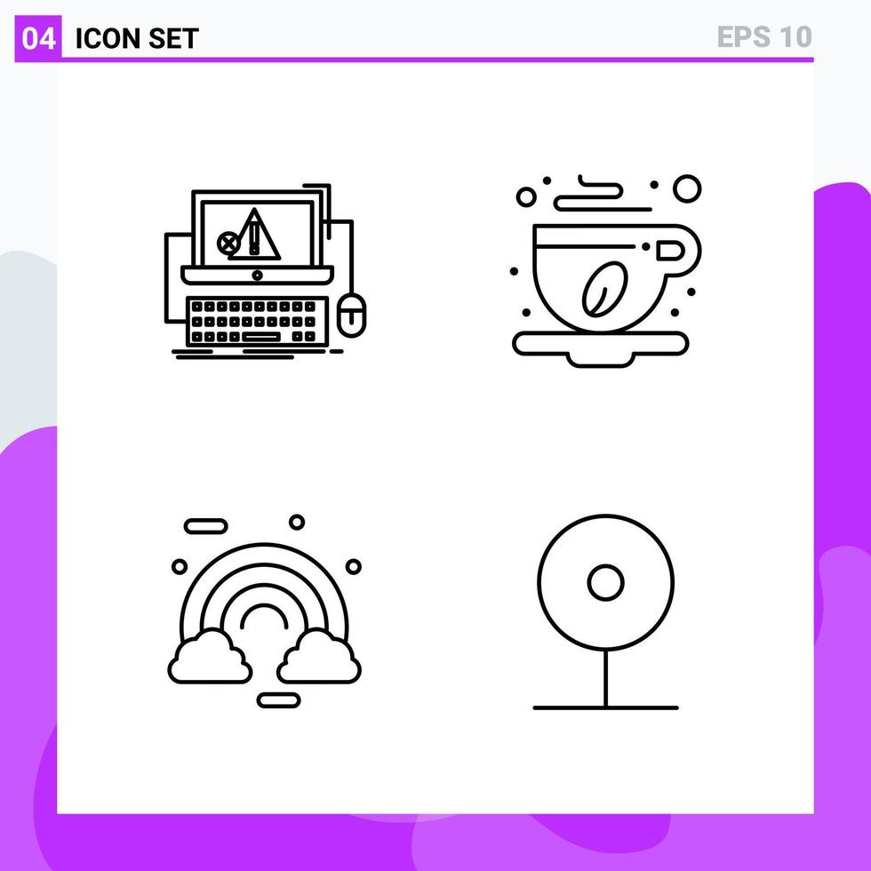 ensemble de 4 icônes dans les symboles de contour créatifs de style ligne pour la conception de sites Web et les applications mobiles signe d'icône de ligne simple isolé sur fond blanc 4 icônes vecteur