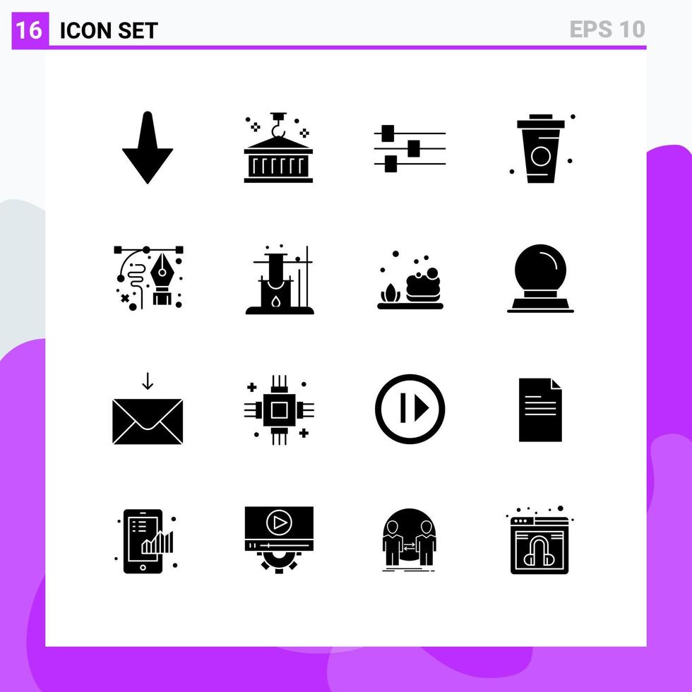 pack d'icônes vectorielles stock de 16 signes et symboles de ligne pour dessiner art modifier nourriture boisson éléments de conception vectoriels modifiables vecteur