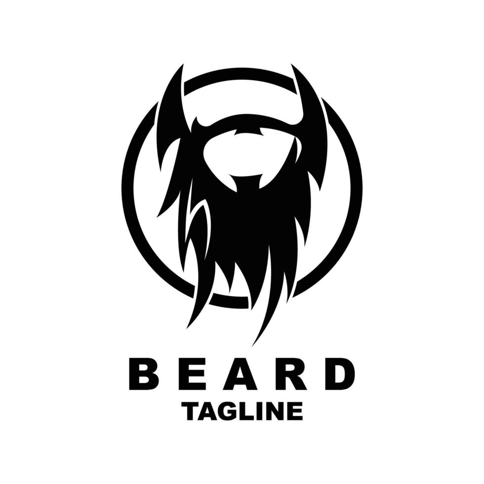 conception de logo de barbe, vecteur de cheveux d'aspect masculin, conception de style de salon de coiffure pour hommes
