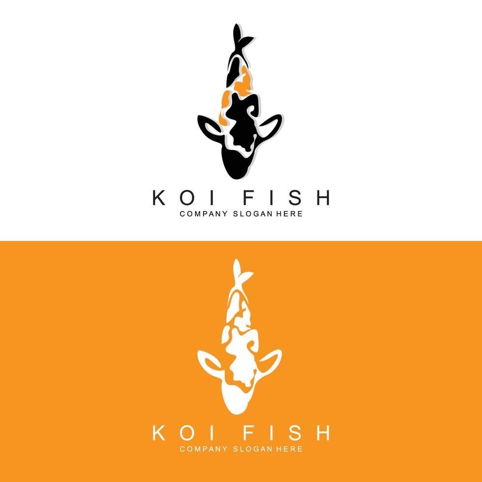 création de logo de poisson koi, vecteur de poisson d'ornement, produit de marque d'illustration d'ornement d'aquarium