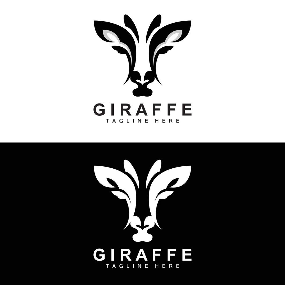 création de logo de girafe, silhouette vectorielle de tête de girafe, animal à col haut, zoo, illustration de tatouage, marque de produit vecteur