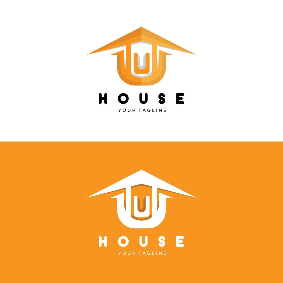 logo de conception de maison, logo de bâtiment, icône de société immobilière et de construction vecteur