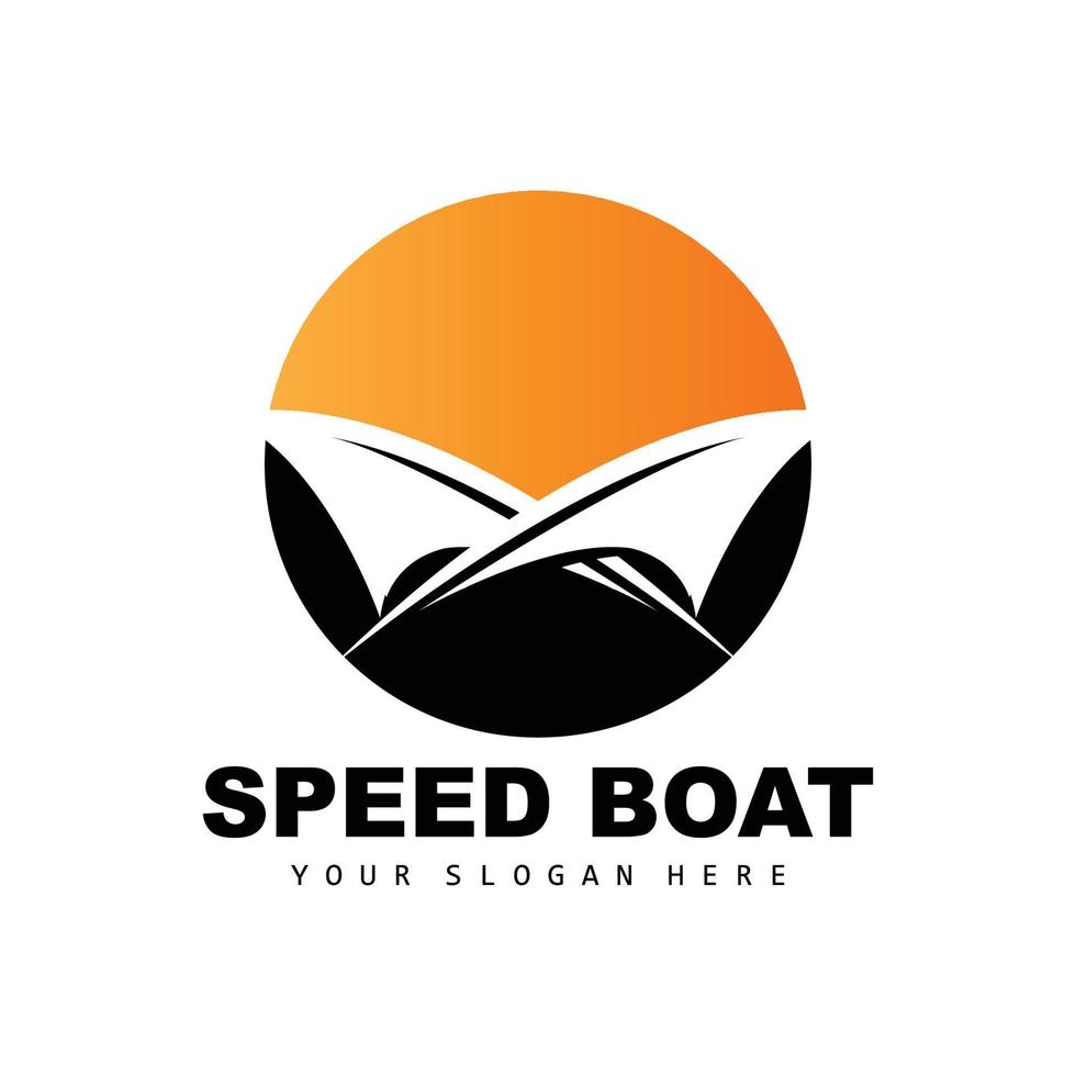 logo de bateau de vitesse, vecteur de navire de charge rapide, voilier, conception pour l'entreprise de fabrication de navires, navigation par voie navigable, véhicules marins, transport