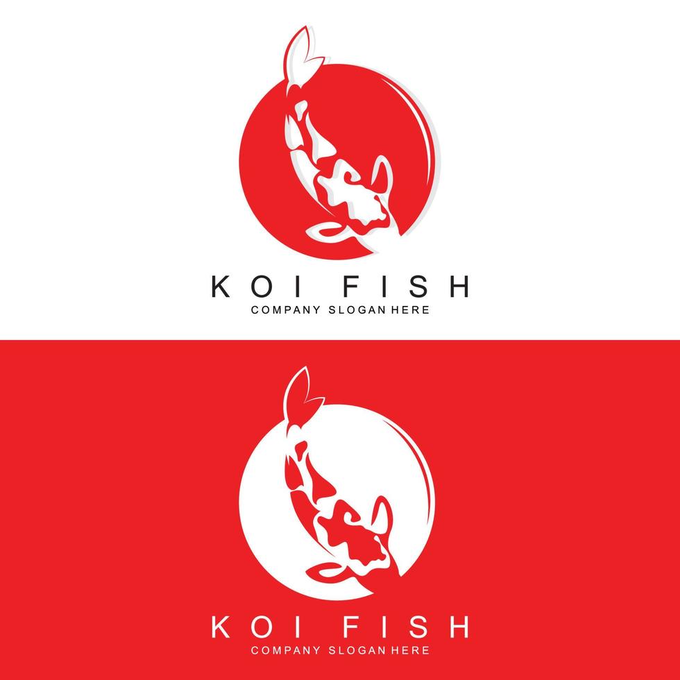 création de logo de poisson koi, vecteur de poisson d'ornement, produit de marque d'illustration d'ornement d'aquarium
