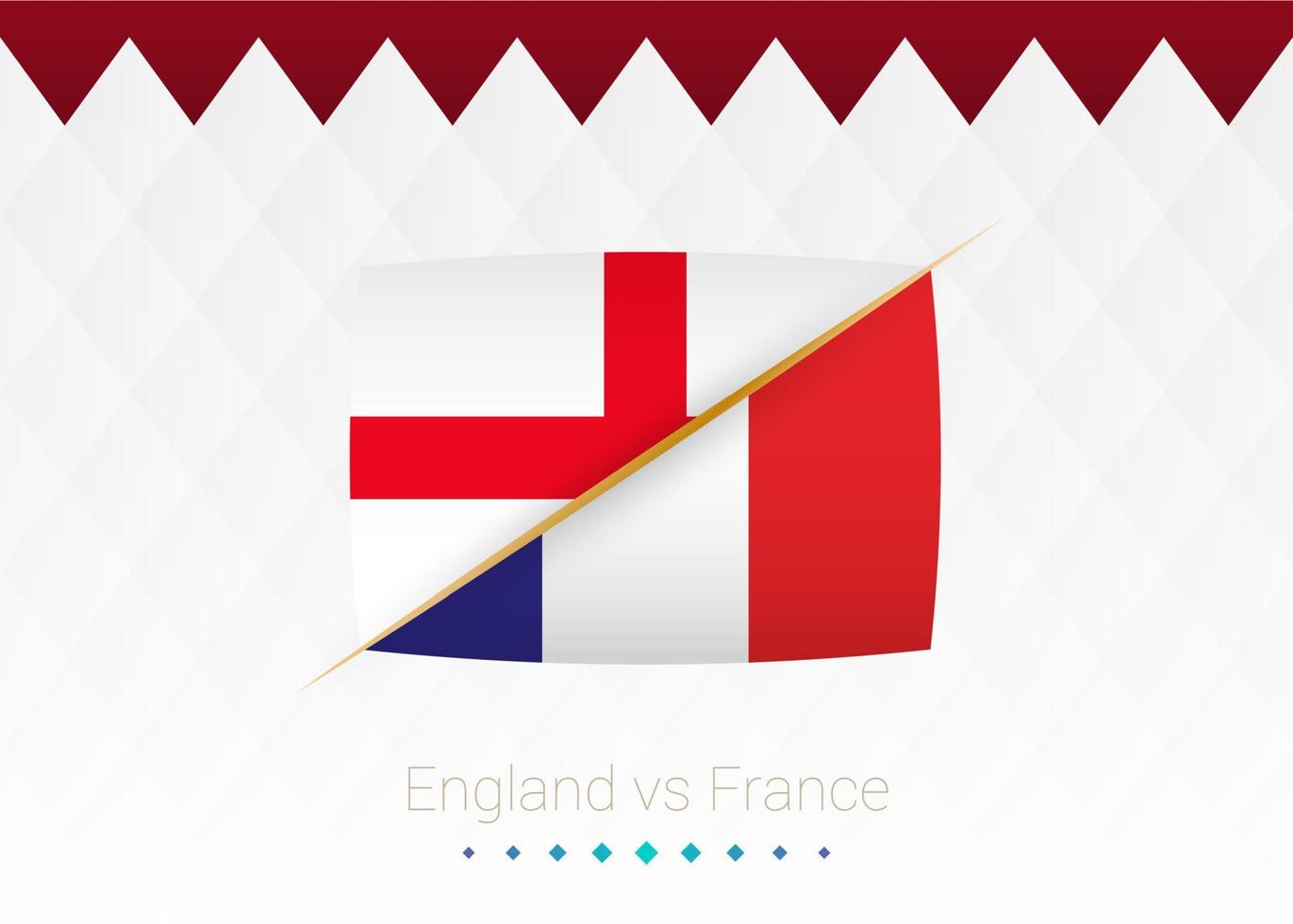 équipe nationale de football angleterre contre france, quarts de finale. match de football 2022 contre icône. vecteur