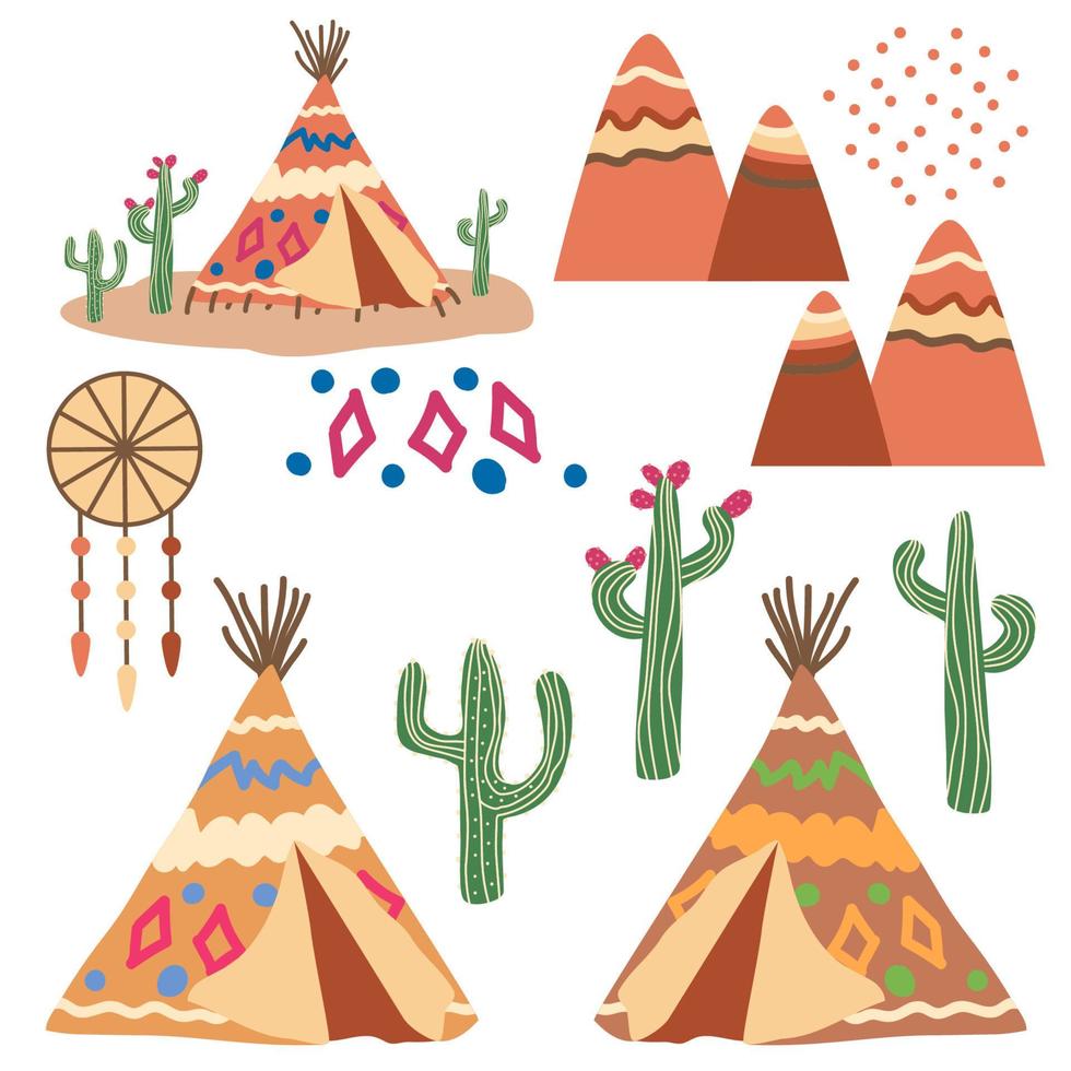 tipi ou wigwam, habitation des nations du nord du canada, sibérie, amérique du nord illustration sur fond blanc vecteur