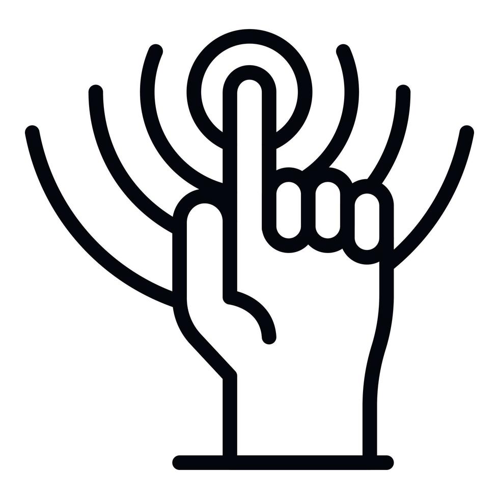 icône de démarrage du doigt, style de contour vecteur