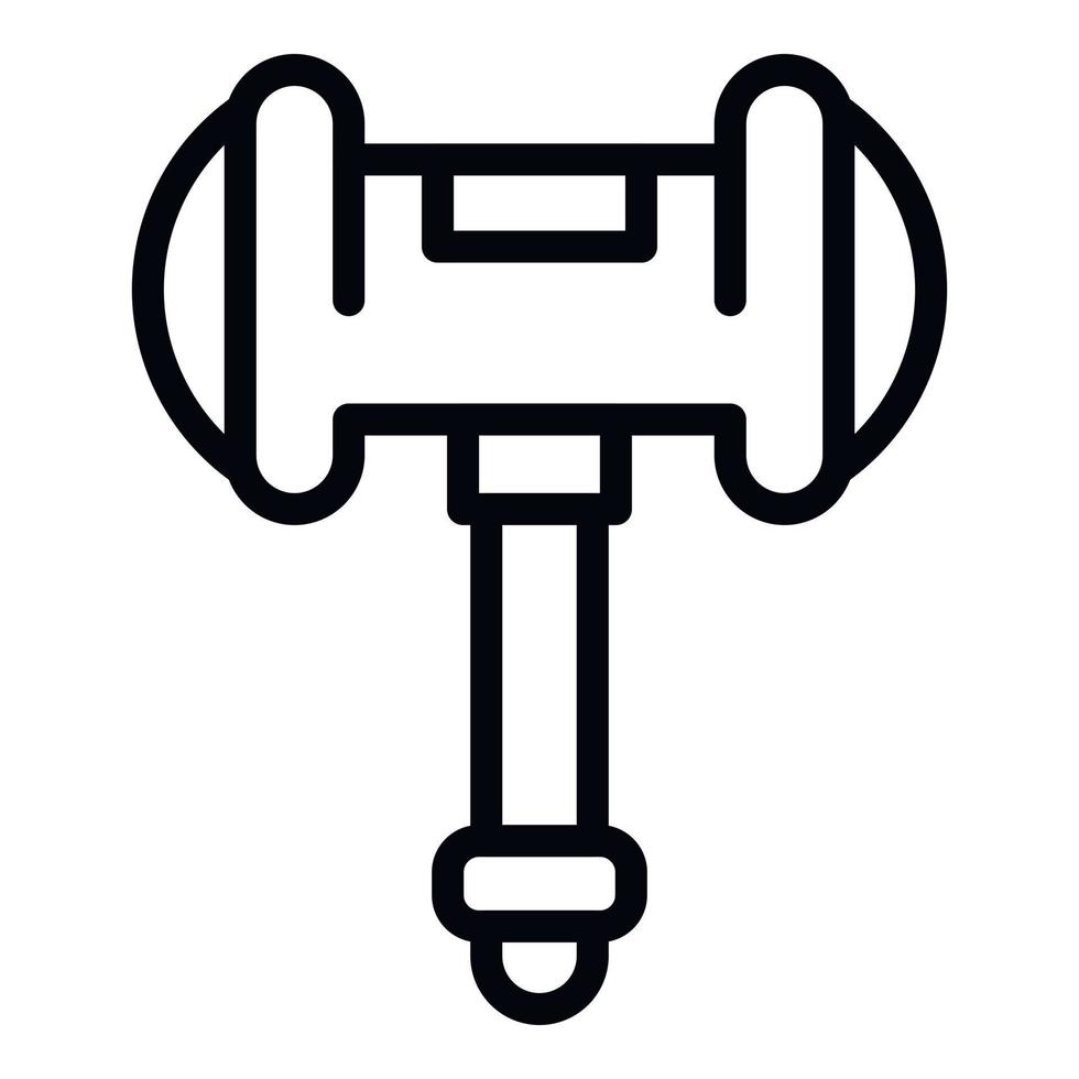 icône de marteau en bois, style de contour vecteur
