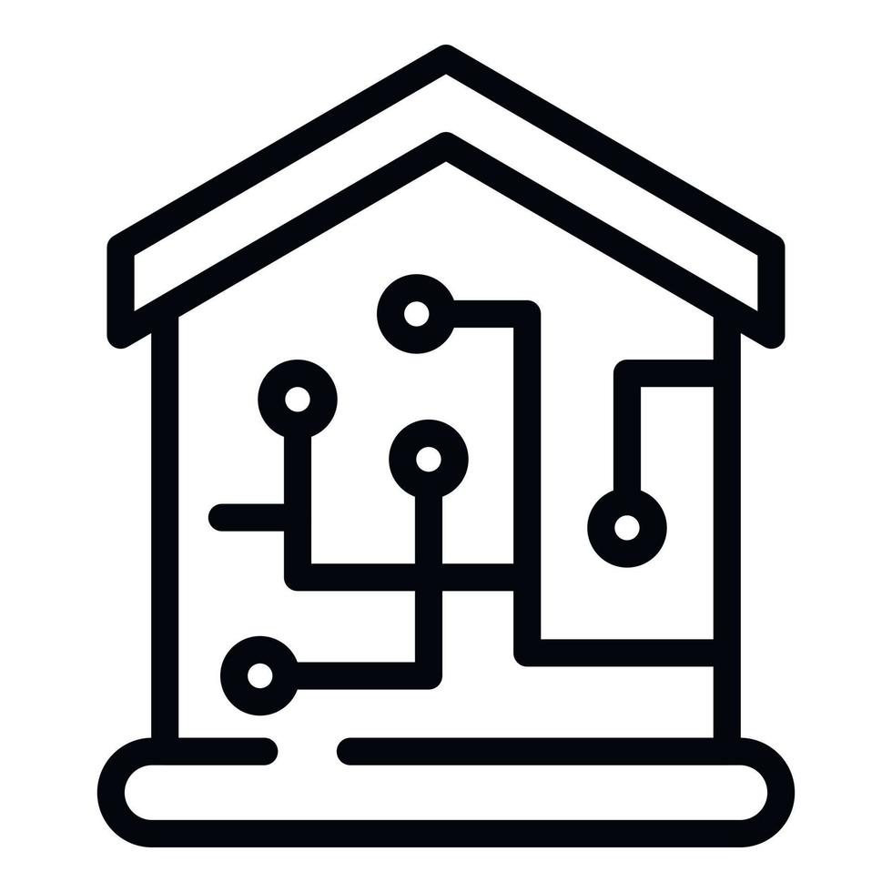 icône de maison intelligente, style de contour vecteur