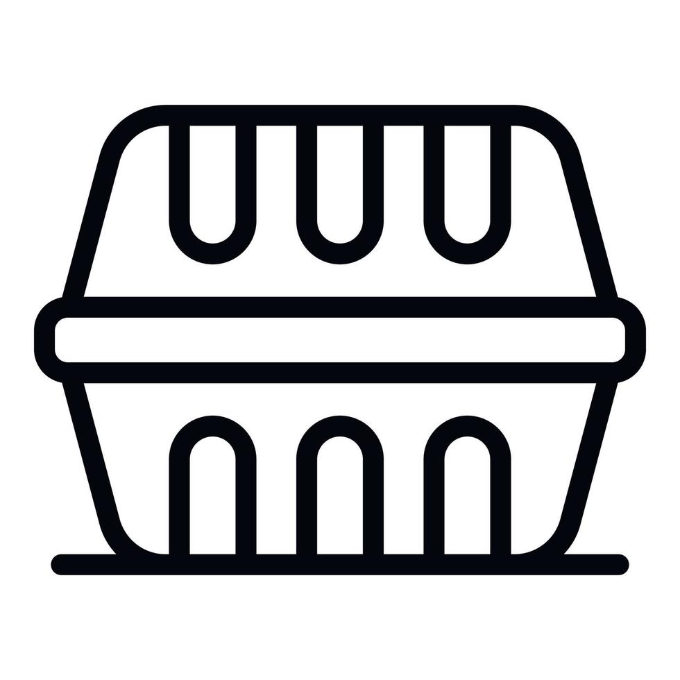 icône de boîte à lunch en plastique, style de contour vecteur