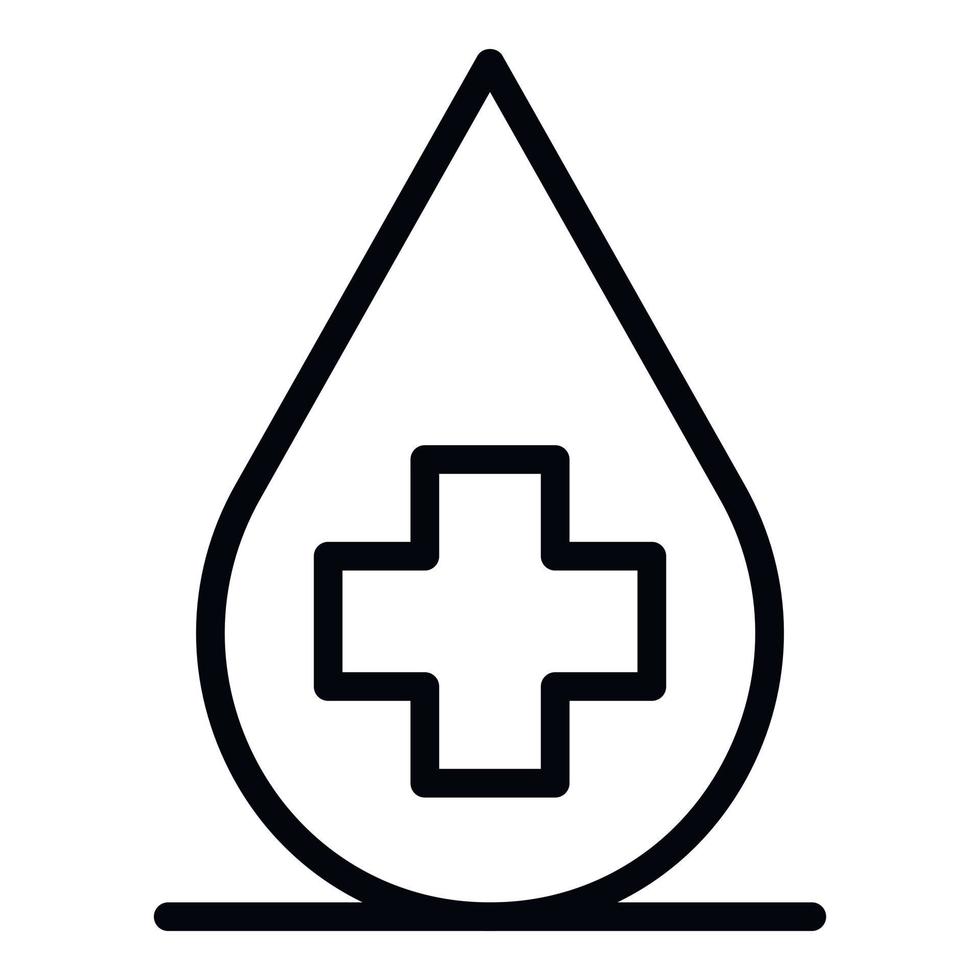 croix médicale dans une icône de goutte, style de contour vecteur