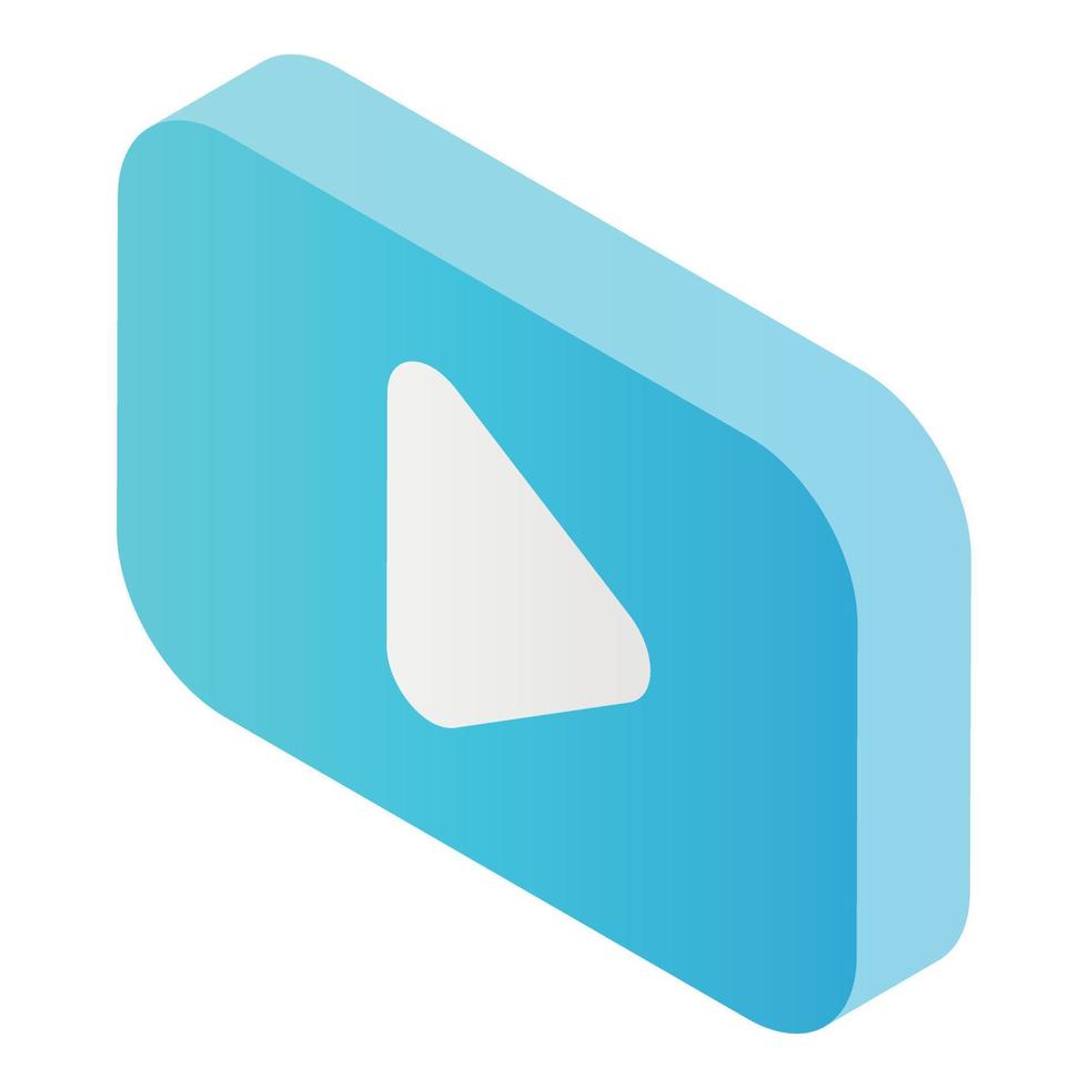 icône de bouton vidéo bleu, style isométrique vecteur