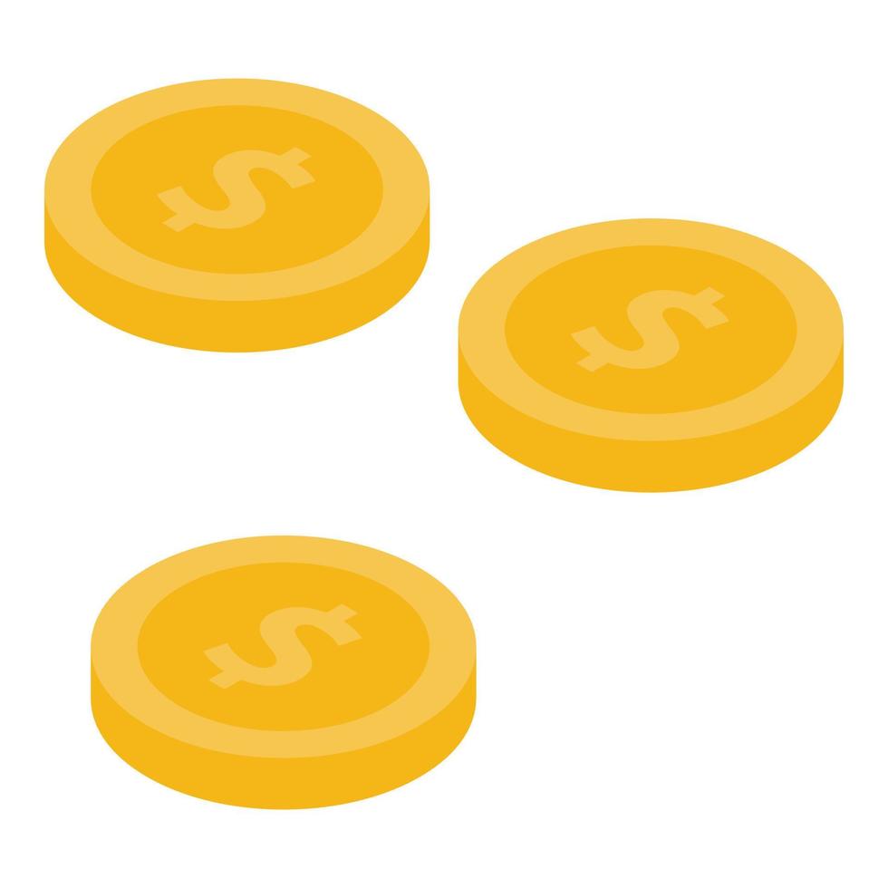 icône de pièces en dollars, style isométrique vecteur
